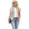 image:imageWIHOLL Tank Tops for Women Summer Lightweight Sweater Fashion Clothing Crew Neck T Shirts Cap Sleeve Business Casual OutfitPink Stripes