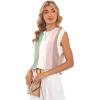 image:imageWIHOLL Tank Tops for Women Summer Lightweight Sweater Fashion Clothing Crew Neck T Shirts Cap Sleeve Business Casual OutfitPink Stripes
