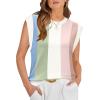 image:imageWIHOLL Tank Tops for Women Summer Lightweight Sweater Fashion Clothing Crew Neck T Shirts Cap Sleeve Business Casual OutfitPink Stripes