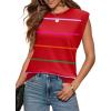 image:imageWIHOLL Tank Tops for Women Summer Lightweight Sweater Fashion Clothing Crew Neck T Shirts Cap Sleeve Business Casual OutfitRed Rainbow