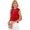 image:imageWIHOLL Tank Tops for Women Summer Lightweight Sweater Fashion Clothing Crew Neck T Shirts Cap Sleeve Business Casual OutfitRed Rainbow