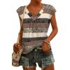 image:imageWIHOLL Tank Tops for Women Summer Shirts V Neck TShirts Beach Vacation Clothe Boho Sleeveless Basic Tees Fashion Clothing1brown Stripe