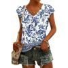 image:imageWIHOLL Tank Tops for Women Summer Shirts V Neck TShirts Beach Vacation Clothe Boho Sleeveless Basic Tees Fashion Clothing1ethnic Blue White