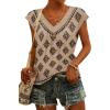 image:imageWIHOLL Tank Tops for Women Summer Shirts V Neck TShirts Beach Vacation Clothe Boho Sleeveless Basic Tees Fashion Clothing1khaki Ethnic Floral
