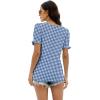 image:imageWIHOLL Tops for Women Summer Casual Ruffle Trim Sleeve Square Neck T ShirtsPlaid Blue