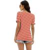 image:imageWIHOLL Tops for Women Summer Casual Ruffle Trim Sleeve Square Neck T ShirtsPlaid Red