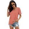 image:imageWIHOLL Tops for Women Summer Casual Ruffle Trim Sleeve Square Neck T ShirtsPlaid Red