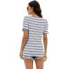 image:imageWIHOLL Tops for Women Summer Casual Ruffle Trim Sleeve Square Neck T ShirtsStripes Black