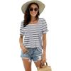 image:imageWIHOLL Tops for Women Summer Casual Ruffle Trim Sleeve Square Neck T ShirtsStripes Black