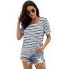image:imageWIHOLL Tops for Women Summer Casual Ruffle Trim Sleeve Square Neck T ShirtsStripes Black