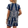 image:imageWIHOLL Two Piece Sets for Women Summer Lounge Short Sets Cap Sleeve Crew Neck Sweatsuit with Pocket XS2XL04print Navy Blue