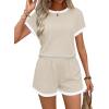 image:imageWIHOLL Two Piece Sets for Women Summer Lounge Short Sets Cap Sleeve Crew Neck Sweatsuit with Pocket XS2XL06khaki