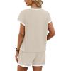 image:imageWIHOLL Two Piece Sets for Women Summer Lounge Short Sets Cap Sleeve Crew Neck Sweatsuit with Pocket XS2XL06khaki