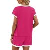 image:imageWIHOLL Two Piece Sets for Women Summer Lounge Short Sets Cap Sleeve Crew Neck Sweatsuit with Pocket XS2XL06pink