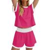 image:imageWIHOLL Two Piece Sets for Women Summer Lounge Short Sets Cap Sleeve Crew Neck Sweatsuit with Pocket XS2XL06pink