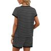 image:imageWIHOLL Two Piece Sets for Women Summer Lounge Short Sets Cap Sleeve Crew Neck Sweatsuit with Pocket XS2XL07black Grey Stripe