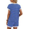 image:imageWIHOLL Two Piece Sets for Women Summer Lounge Short Sets Cap Sleeve Crew Neck Sweatsuit with Pocket XS2XL07blue Stripe