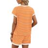 image:imageWIHOLL Two Piece Sets for Women Summer Lounge Short Sets Cap Sleeve Crew Neck Sweatsuit with Pocket XS2XL07orange Stripe