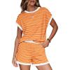 image:imageWIHOLL Two Piece Sets for Women Summer Lounge Short Sets Cap Sleeve Crew Neck Sweatsuit with Pocket XS2XL07orange Stripe