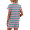 image:imageWIHOLL Two Piece Sets for Women Summer Lounge Short Sets Cap Sleeve Crew Neck Sweatsuit with Pocket XS2XL07pink Green Stripe