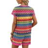 image:imageWIHOLL Two Piece Sets for Women Summer Lounge Short Sets Cap Sleeve Crew Neck Sweatsuit with Pocket XS2XL08boho Pink Purple Stripe