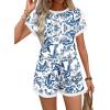 image:imageWIHOLL Two Piece Sets for Women Summer Lounge Short Sets Cap Sleeve Crew Neck Sweatsuit with Pocket XS2XL08floral Blue Ethnic