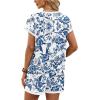 image:imageWIHOLL Two Piece Sets for Women Summer Lounge Short Sets Cap Sleeve Crew Neck Sweatsuit with Pocket XS2XL08floral Blue Ethnic
