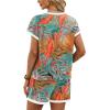 image:imageWIHOLL Two Piece Sets for Women Summer Lounge Short Sets Cap Sleeve Crew Neck Sweatsuit with Pocket XS2XL08floral Blue Orange