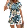 image:imageWIHOLL Two Piece Sets for Women Summer Lounge Short Sets Cap Sleeve Crew Neck Sweatsuit with Pocket XS2XL08floral Palm Leaf