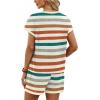 image:imageWIHOLL Two Piece Sets for Women Summer Lounge Short Sets Cap Sleeve Crew Neck Sweatsuit with Pocket XS2XL08orange Green Stripe