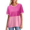 image:imageWIHOLL Womens Casual Crew Neck Ribbed Tops Short Sleeve T Shirts Summer Loose Blouses02abladhot Pink