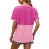 image:imageWIHOLL Womens Casual Crew Neck Ribbed Tops Short Sleeve T Shirts Summer Loose Blouses02abladhot Pink