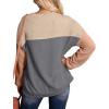 image:imageWIHOLL Womens Fall Fashion 2025 Long Sleeve Shirts Color Block Knitted Ribbed Tunic Tops Casual Loose Fit TrendyGray