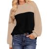 image:imageWIHOLL Womens Fall Fashion 2025 Long Sleeve Shirts Color Block Knitted Ribbed Tunic Tops Casual Loose Fit TrendyKhaki Black