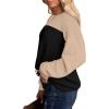 image:imageWIHOLL Womens Fall Fashion 2025 Long Sleeve Shirts Color Block Knitted Ribbed Tunic Tops Casual Loose Fit TrendyKhaki Black