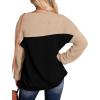 image:imageWIHOLL Womens Fall Fashion 2025 Long Sleeve Shirts Color Block Knitted Ribbed Tunic Tops Casual Loose Fit TrendyKhaki Black