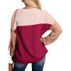 image:imageWIHOLL Womens Fall Fashion 2025 Long Sleeve Shirts Color Block Knitted Ribbed Tunic Tops Casual Loose Fit TrendyRed Wine