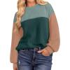 image:imageWIHOLL Womens Fall Fashion 2025 Long Sleeve Shirts Color Block Knitted Ribbed Tunic Tops Casual Loose Fit TrendyUmber Green