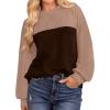 image:imageWIHOLL Womens Fall Fashion 2025 Long Sleeve Shirts Color Block Knitted Ribbed Tunic Tops Casual Loose Fit TrendyUmber Khaki