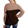 image:imageWIHOLL Womens Fall Fashion 2025 Long Sleeve Shirts Color Block Knitted Ribbed Tunic Tops Casual Loose Fit TrendyUmber Khaki