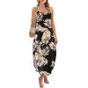 image:imageWIHOLL Womens Maxi Dresses for Women Casual Long Summer Sun Dresses 2026 Spaghetti Strap Hawaiian Vacation Outfits for WomenFloral Black Leaves