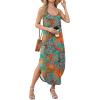 image:imageWIHOLL Womens Maxi Dresses for Women Casual Long Summer Sun Dresses 2026 Spaghetti Strap Hawaiian Vacation Outfits for WomenFloral Coconut Leaves