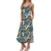 image:imageWIHOLL Womens Maxi Dresses for Women Casual Long Summer Sun Dresses 2026 Spaghetti Strap Hawaiian Vacation Outfits for WomenFloral Frond