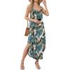 image:imageWIHOLL Womens Maxi Dresses for Women Casual Long Summer Sun Dresses 2026 Spaghetti Strap Hawaiian Vacation Outfits for WomenFloral Frond