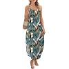 image:imageWIHOLL Womens Maxi Dresses for Women Casual Long Summer Sun Dresses 2026 Spaghetti Strap Hawaiian Vacation Outfits for WomenFloral Frond
