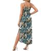 image:imageWIHOLL Womens Maxi Dresses for Women Casual Long Summer Sun Dresses 2026 Spaghetti Strap Hawaiian Vacation Outfits for WomenFloral Frond