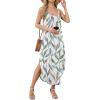 image:imageWIHOLL Womens Maxi Dresses for Women Casual Long Summer Sun Dresses 2026 Spaghetti Strap Hawaiian Vacation Outfits for WomenFloral Multi Leaf