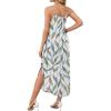 image:imageWIHOLL Womens Maxi Dresses for Women Casual Long Summer Sun Dresses 2026 Spaghetti Strap Hawaiian Vacation Outfits for WomenFloral Multi Leaf