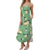 image:imageWIHOLL Womens Maxi Dresses for Women Casual Long Summer Sun Dresses 2026 Spaghetti Strap Hawaiian Vacation Outfits for WomenFloral Yellow Rose