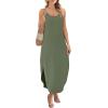 image:imageWIHOLL Womens Maxi Dresses for Women Casual Long Summer Sun Dresses 2026 Spaghetti Strap Hawaiian Vacation Outfits for WomenPlain Army Green
